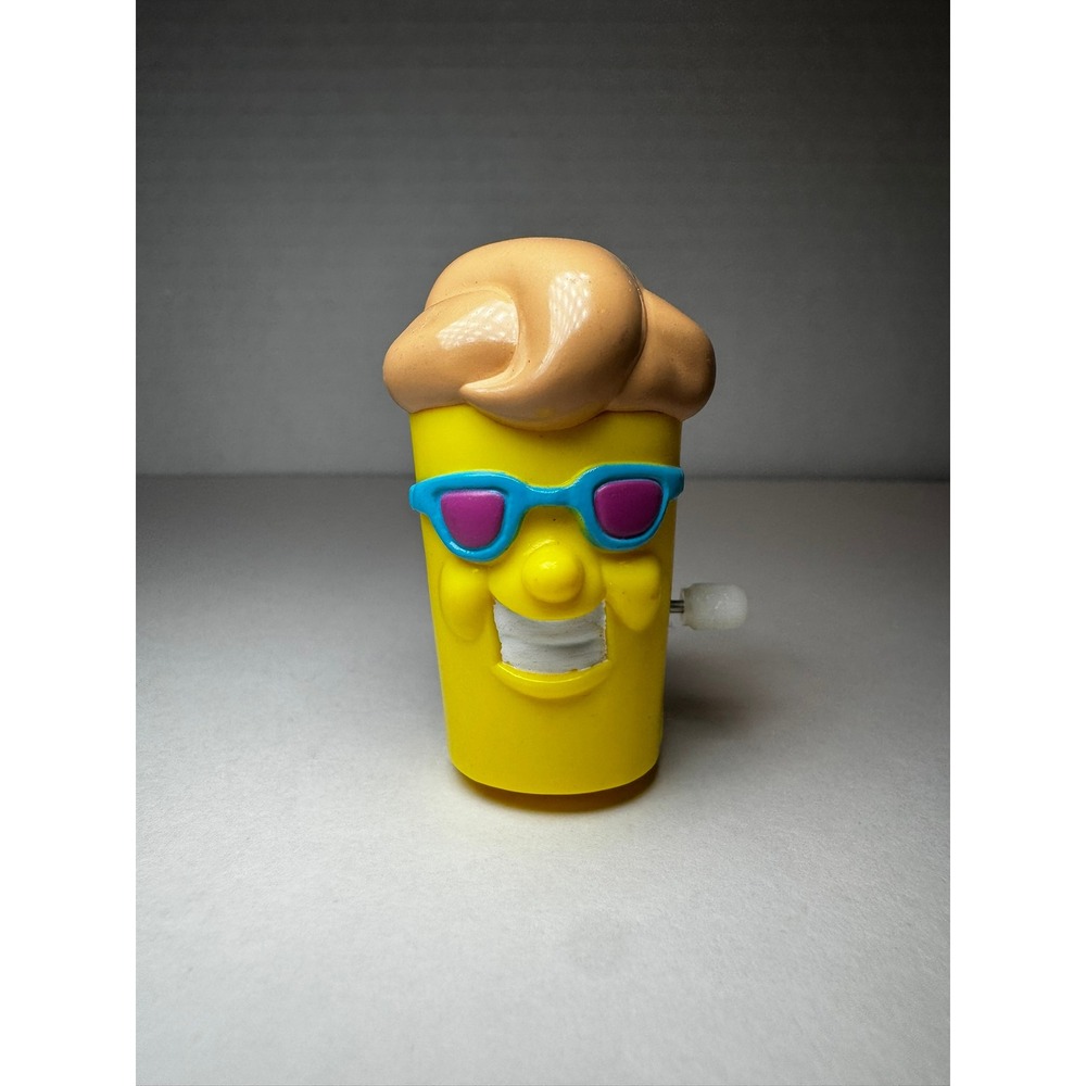 Vtg 1991 Wendy's Wind Up Toy Yellow Cup Sunglasses Fast Food Collectible TESTED